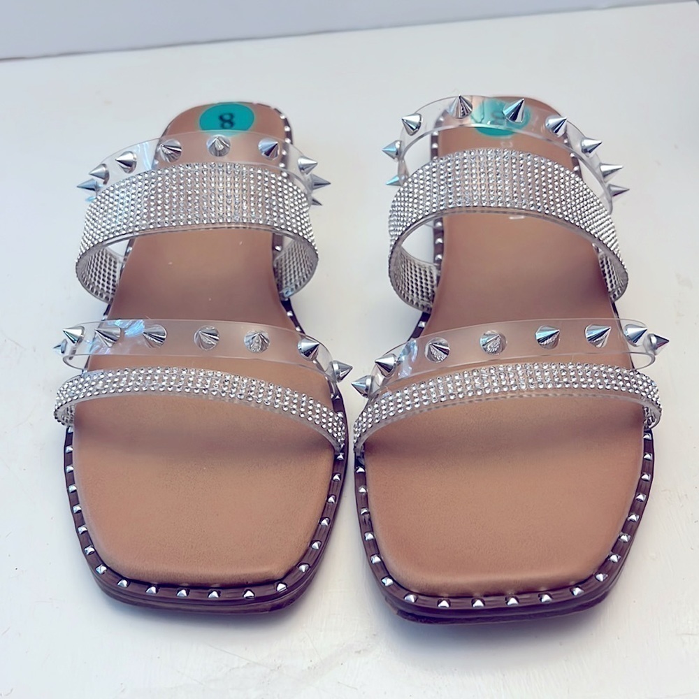 Madden Girl Highwayy Spike Studded Rhinestone Sandals size 8 NEW - Picture 3 of 10